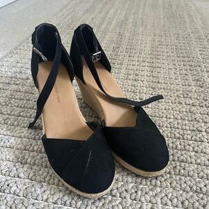 Black Wedge Sandals